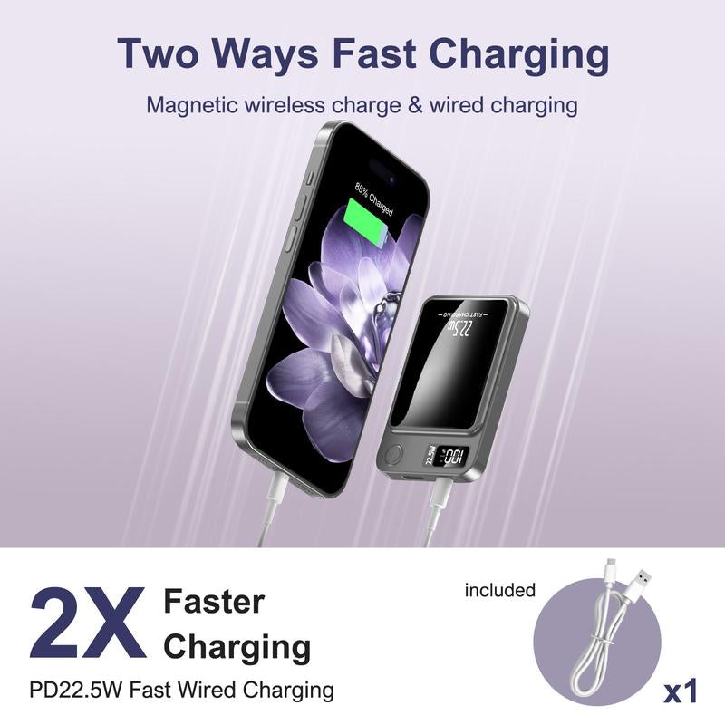 Green Springtok Digital Power Display 10000 Mah Ultra-Thin Mini Wireless Magnetic Power Bank for Iphone & Android Phones