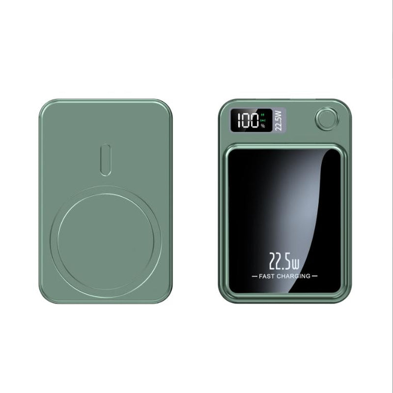 Green Springtok Digital Power Display 10000 Mah Ultra-Thin Mini Wireless Magnetic Power Bank for Iphone & Android Phones