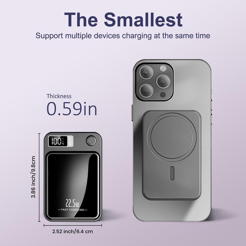 Green Springtok Digital Power Display 10000 Mah Ultra-Thin Mini Wireless Magnetic Power Bank for Iphone & Android Phones
