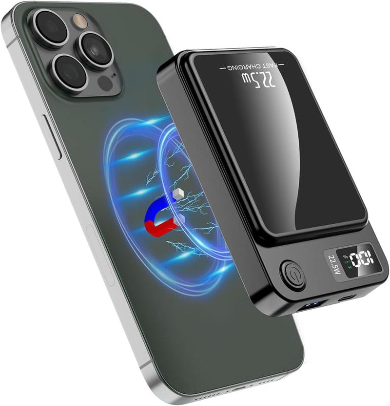 Green Springtok Digital Power Display 10000 Mah Ultra-Thin Mini Wireless Magnetic Power Bank for Iphone & Android Phones
