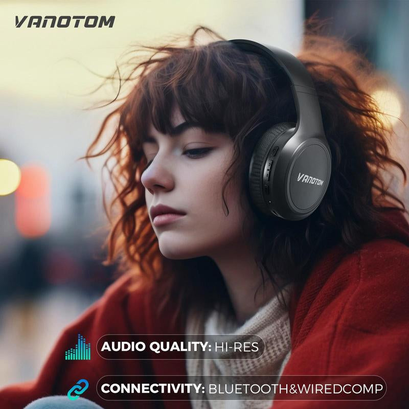 VANOTOM Wireless Headphone, Wireless Headset for Gaming, Foldable Headphone for Phones, Computers, MP3, Fun Gift, Electronics Gift to Return to School