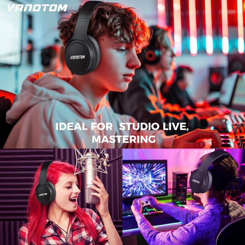 VANOTOM Wireless Headphone, Wireless Headset for Gaming, Foldable Headphone for Phones, Computers, MP3, Fun Gift, Electronics Gift to Return to School